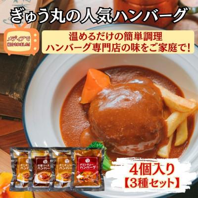 ふるさと納税 嬉野市 [ハンバーグ専門店ぎゅう丸]冷凍ハンバーグ4個入り3種セット