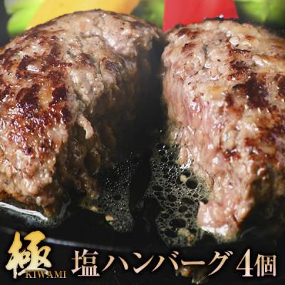 ふるさと納税 矢巾町 [極・塩ハンバーグ]4個セット 前沢牛100%使用 訳あり