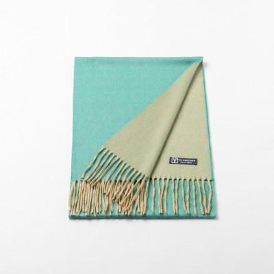 ふるさと納税 羽島市 リバーシブル風　カシミヤ100%　マフラー　(ピーコックブルー×ベージュ) |  | 02