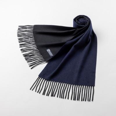 ふるさと納税 羽島市 リバーシブル風　カシミヤ100%　マフラー(ネイビーブルー×ブラック)_1