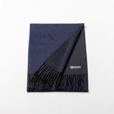 ふるさと納税 羽島市 リバーシブル風　カシミヤ100%　マフラー(ネイビーブルー×ブラック)_2