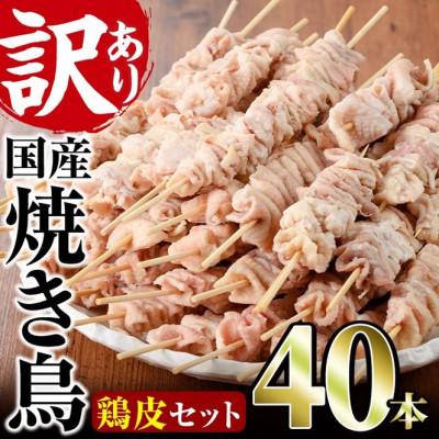 ふるさと納税 門川町 業務用箱入り国産鶏皮串(40本)