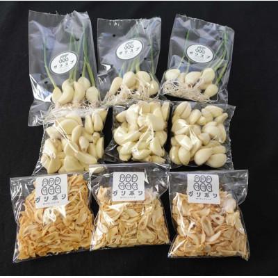 ふるさと納税 我孫子市 にんにくスプラウト・剥きにんにく・切干にんにくの3種セット