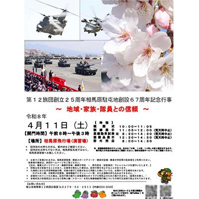 ふるさと納税 榛東村 陸上自衛隊第12旅団・相馬原駐屯地記念行事 駐車場利用券(しんとうちゃん&amp;自衛隊コラボグッズ付き)