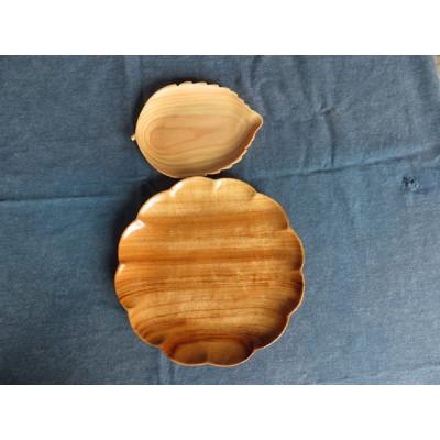 ふるさと納税 みやこ町 手彫り菊の大皿と木の葉の小皿セット