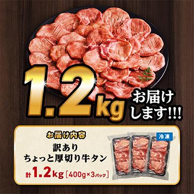 ふるさと納税 宮崎市 訳あり 厚切り 牛タン 1.2kg(400g×3パック)スリット加工で食べやすい |  | 02
