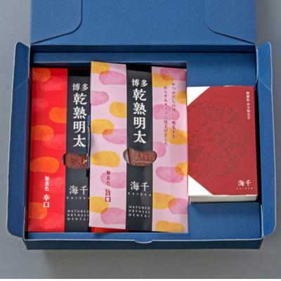 ふるさと納税 みやこ町 海千の「晩酌明太セット(明太子90g、乾熟明太旨口・辛口×各1枚)」