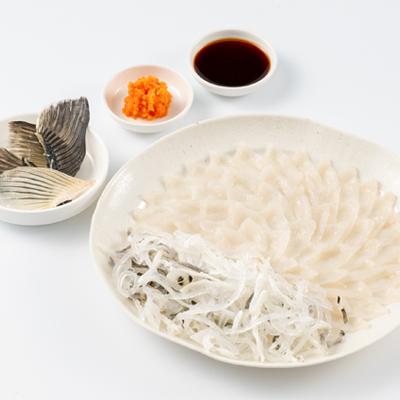 ふるさと納税 長門市 とらふぐ刺身セット2〜3人前　冷凍　とらふぐ刺身80g・皮刺身80g・ヒレ4枚・もみじおろしポン酢_2