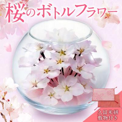 ふるさと納税 久留米市 桜のボトルフラワー(久留米絣敷物付き)