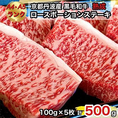 ふるさと納税 亀岡市 京の肉 ひら山厳選 京都府産 黒毛和牛 ロース ポーション ステーキ 100g×5枚 計500g