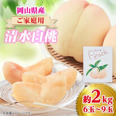 ふるさと納税 美作市 2026年先行予約 ご家庭用 岡山 清水白桃2kg(6玉〜9玉)