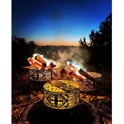 ふるさと納税 あま市 癒しの焚き火台 キルギス民族模様 Lサイズ 直径450mm