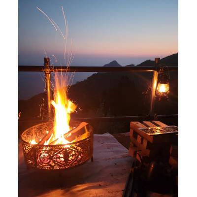 ふるさと納税 あま市 癒しの焚き火台 キルギス民族模様 Mサイズ 直径350mm