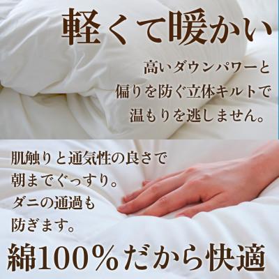 ふるさと納税 山梨市 合い掛け羽毛布団 (ダブル・白) ポーランド産マザーグース 綿100% カバー付【甲州羽毛ふとん】_2