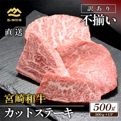 ふるさと納税 小林市 [生産者まかない用特別提供品]特別提供・宮崎牛不揃いカットステーキ 500g(C032)(小林市)