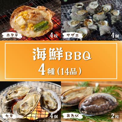 ふるさと納税 京丹後市 大満足! アワビ入り海鮮BBQ Bセット　貝づくし蒸し鮑付　4種14品(3〜4人前)  【冷凍】 |  | 01