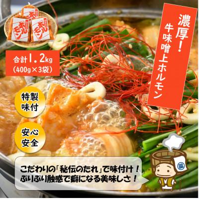 ふるさと納税 あわら市 牛味噌上ホルモン 400g×3袋(4人前×3袋) 計1.2kg &lt;炒めるだけ簡単!&gt;