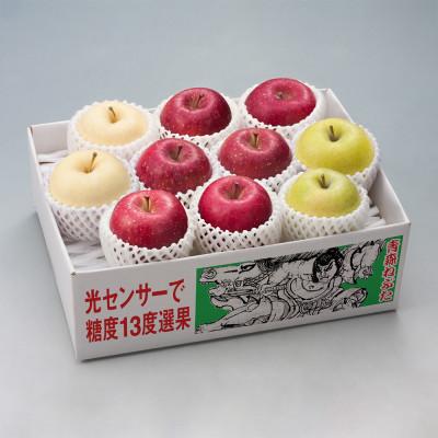 ふるさと納税 黒石市 令和7年産先行予約・糖度13度選果 サンふじ&amp;王林&amp;金星りんご3種 約2.5kg鮮度保持剤・保存袋付