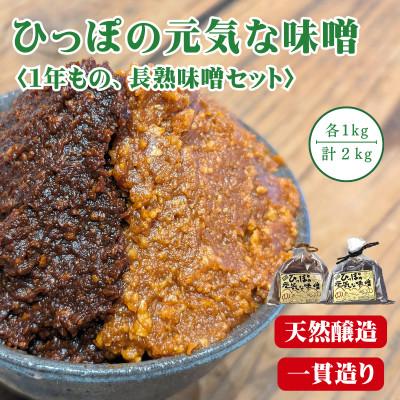 ふるさと納税 丸森町 ひっぽの元気な味噌 「一年もの」と「長熟」 各1kg×2個