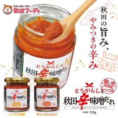 ふるさと納税 潟上市 『とうがらしと秋田辛味噌だれ』 [しったげ生姜][ガリっとにんにく]各1個セット(計2個)