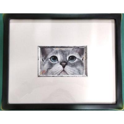 ふるさと納税 江別市 猫の肖像画　日本画(ミニアチュール)　1点_1