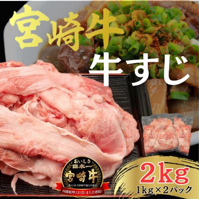 ふるさと納税 日向市 A4〜A5 宮崎牛 黒毛和牛 牛すじ 合計2kg [1kg×2パック] (日向市)