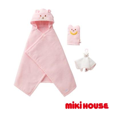 ふるさと納税 今治市 (今治タオル) ミキハウス 無撚糸バスポンチョセット ピンク BOX付き[I001710P]