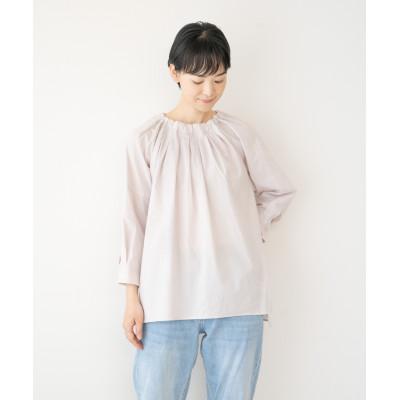 ふるさと納税 笠松町 [洗える/柔らか/草木染め]コットンかぶりタックブラウス コチニール(薄ピンク)