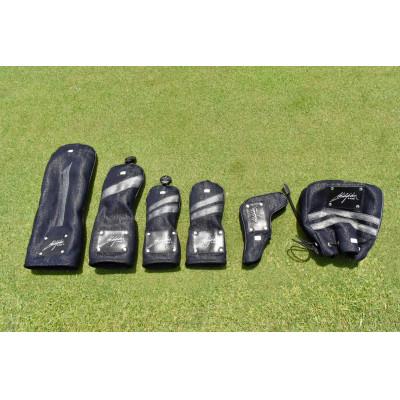 ふるさと納税 井原市 [シルバーデニム/銀糸デニム]ゴルフクラブヘッドカバー「LUX」6点セット