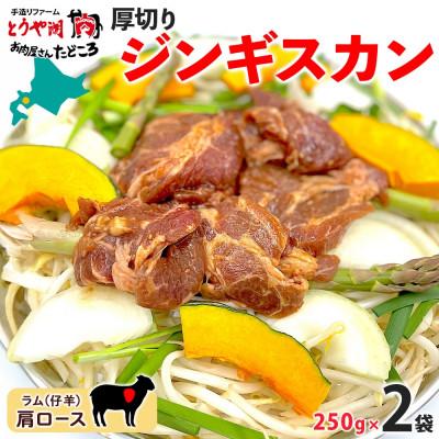 ふるさと納税 洞爺湖町 北海道 お肉屋さんの 厚切り肩ロース生ラムジンギスカン 250g×2袋 タレ 羊肉 洞爺湖町