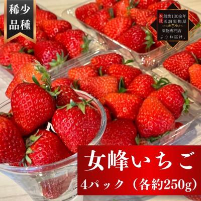 ふるさと納税 小豆島町 [2026年2月中旬より順次発送]希少品種!女峰いちご 4パック(1パックあたり約250g)