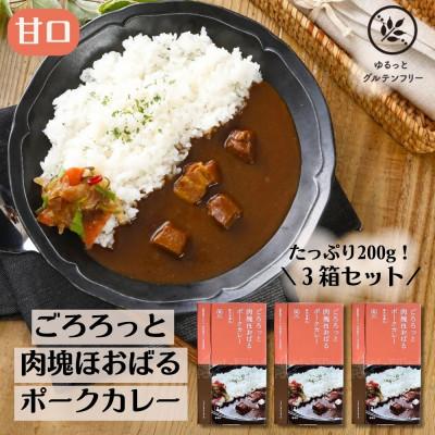 ふるさと納税 泉南市 ゆるっとグルテンフリー レトルトカレー ごろろっと肉塊ほおばる ポークカレー 3食セット