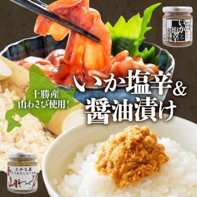 ふるさと納税 帯広市 十勝 山わさび入り ごはんのおとも 2種セット イカの塩辛&amp;醤油漬け 各2個 北海道 帯広市