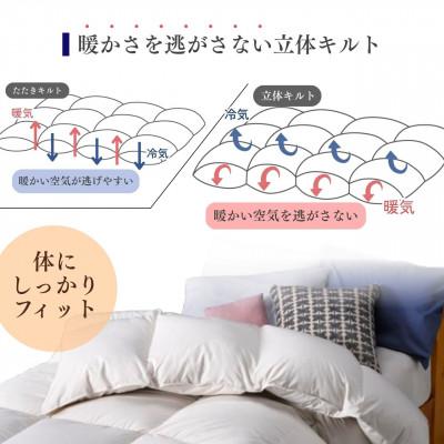 ふるさと納税 亀岡市 ＜京都金桝＞羽毛布団 本掛け ハンガリーダウン90% アンバーホワイト シングル アクアプレーン_3