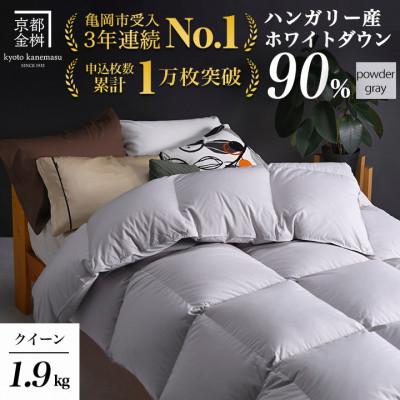 ふるさと納税 亀岡市 [京都金桝]羽毛布団 ハンガリーダウン90% クイーン パウダーグレー DP360|アクアプレーン