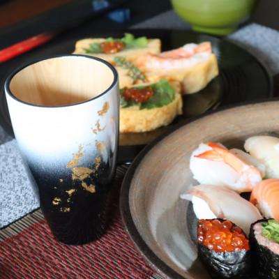 ふるさと納税 越谷市 タンブラー 白 純金箔 天然木 軽量 ギフトBOX入りの画像