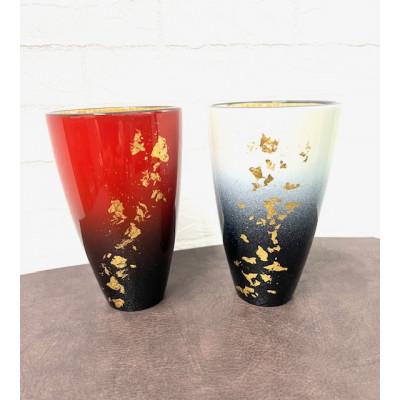 ふるさと納税 越谷市 タンブラー 赤、白セット 天然木 純金箔 軽量 ギフトBOX入り