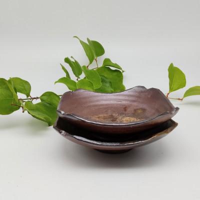 ふるさと納税 備前市 備前焼切り込み深皿2枚セット(登り窯)