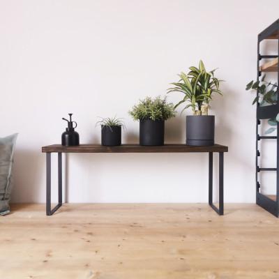 ふるさと納税 守口市 無垢材とアイアンのシェルフ H30cm W80cm / DBR / 植物由来の天然オイル / 完成品