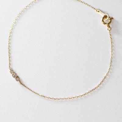 ふるさと納税 大津市 [K10イエローゴールド ラボダイヤモンドブレスレット]0.063ct 上品な3粒デザインが美しい