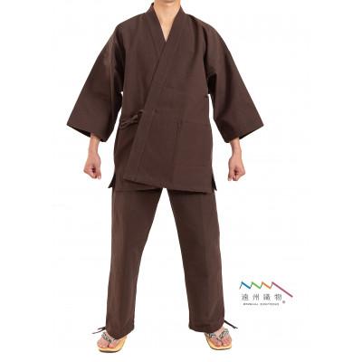 ふるさと納税 牧之原市 織り・縫製・地元遠州製 雲糸作務衣 [茶・Mサイズ]