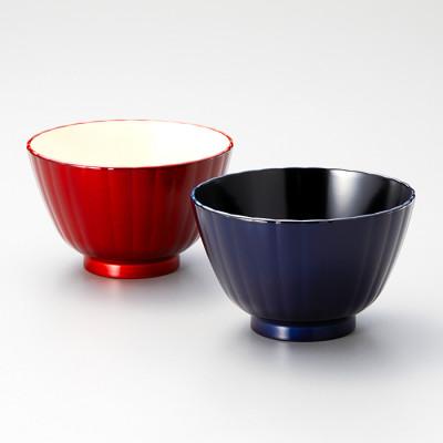 ふるさと納税 鯖江市 越前塗 フレアマルチボウルペア S 真紅・瑠璃 φ11.4×7.1cm 食洗機・レンジ対応