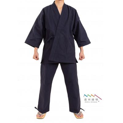 ふるさと納税 牧之原市 織り・縫製・地元遠州製 雲糸作務衣 [濃紺・Lサイズ]