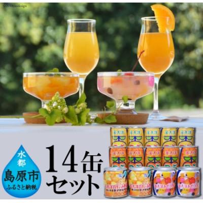 ふるさと納税 島原市 つぶドリンク・フルーツ缶詰 14缶セット(島原市)