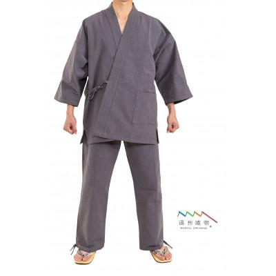 ふるさと納税 牧之原市 織り・縫製・地元遠州製 雲糸作務衣 [鼠・Lサイズ]