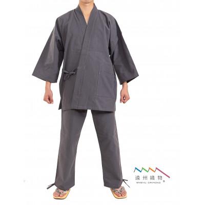 ふるさと納税 牧之原市 織り・縫製・地元遠州製 梨地織作務衣 [鼠・Lサイズ]