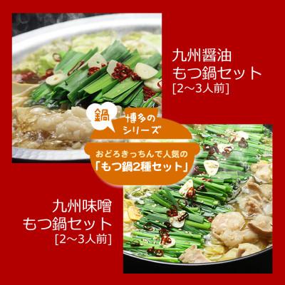 ふるさと納税 那珂川市 人気のもつ鍋2種セット「九州醤油もつ鍋」と「九州味噌もつ鍋」各2〜3人前(那珂川市)
