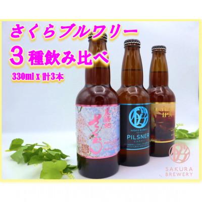 ふるさと納税 北上市 [クラフトビール]3種の飲み比べセット3本入BOX さくらブルワリー