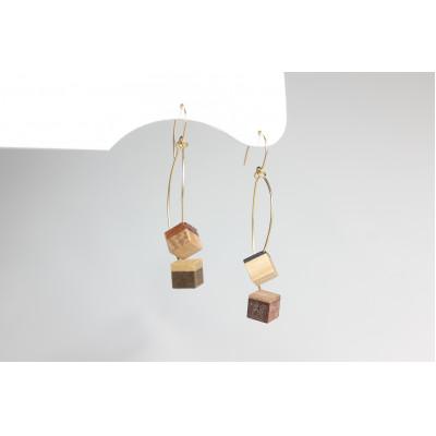 ふるさと納税 日南町 寄木のキューブピアス