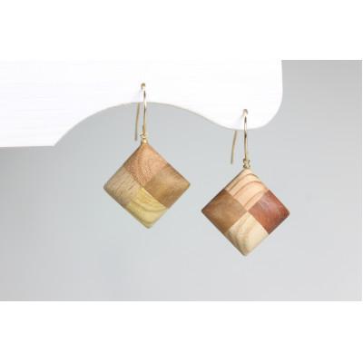 ふるさと納税 日南町 寄木のスクエアピアス